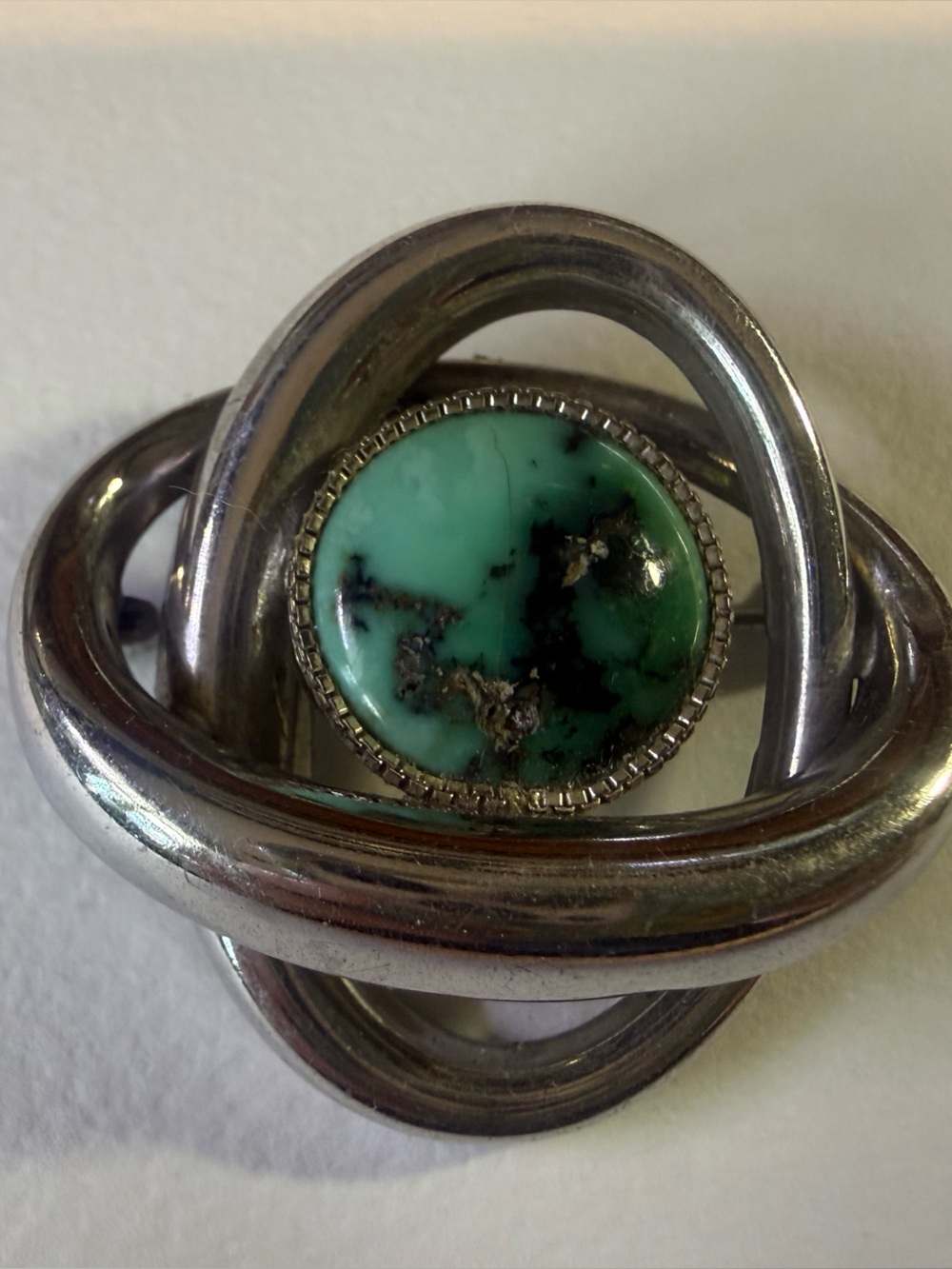 MCM Turquoise silver brooch